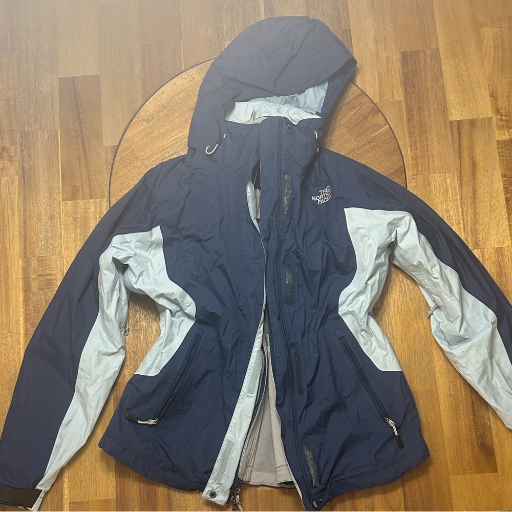 The North Face HyVent Windbreaker Sky Blue and Navy Jacket